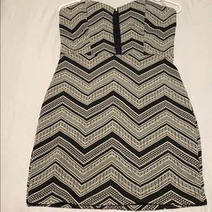 Strapless mini dress.